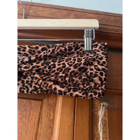 NWT Free People Stone Fox Swim Lele Strapless Bikini Top Cheetah Print Sahara XL - Picture 3 of 8